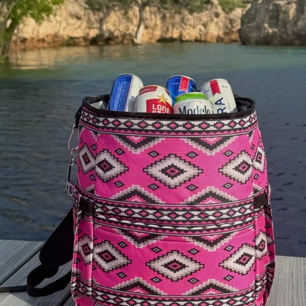 Aztec Pink Patterned Cooler Bag